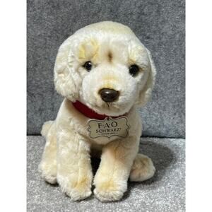 FAO Schwarz Golden Retriever Lab Puppy Plush Realistic Red Collar Stuffed Animal
